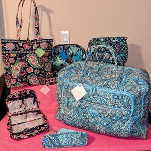 Vera Bradley Paisley Travel 6-Set: Weekender, Tote, Crossbody, Travel Accessorie